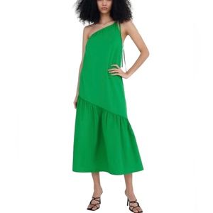 ZARA Asymmetric Dress With Adjustable tie straps Size M